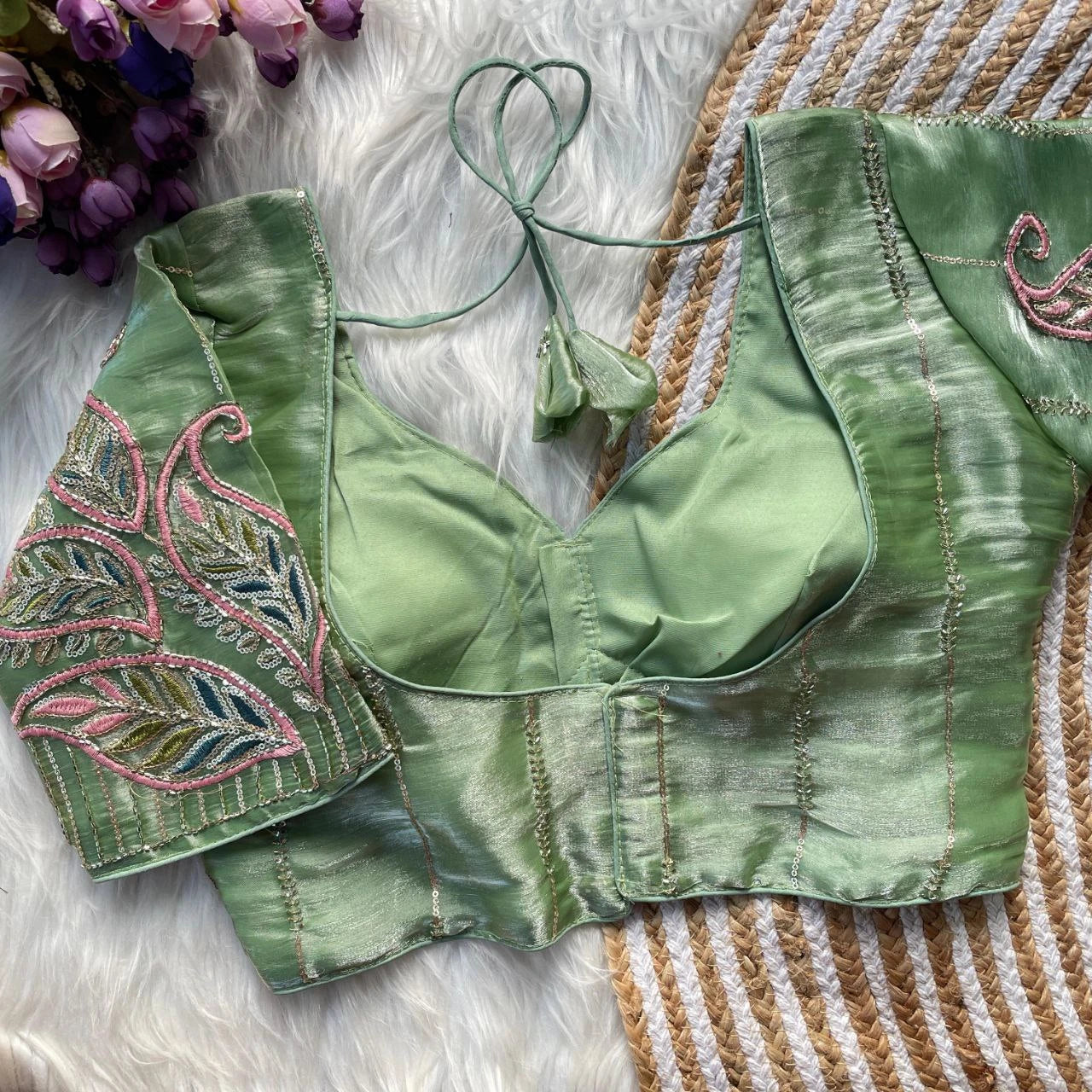 Light Pista Silk Blouse Kalyanja Fashion